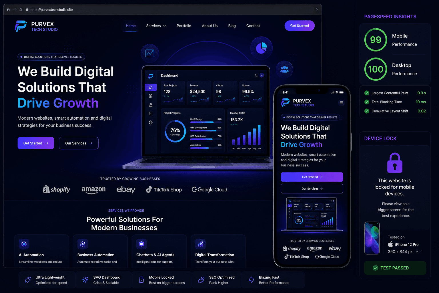 Purvex Tech Studio Dashboard